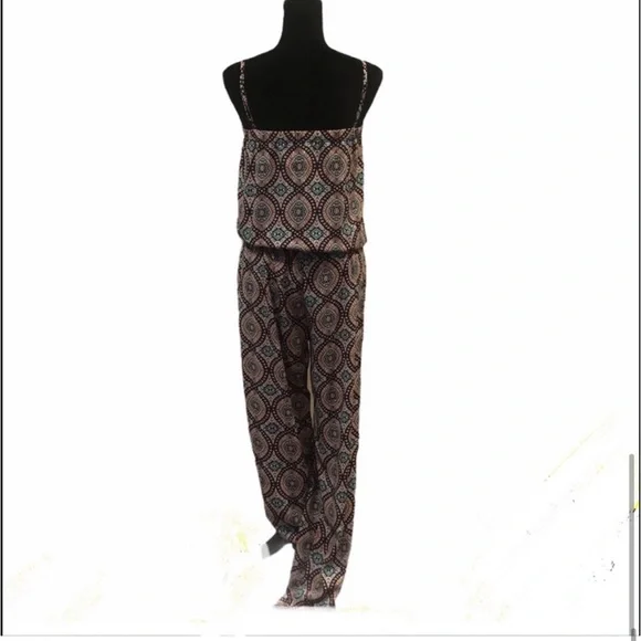 Molly Bracken abstract Print spaghetti strap elastic waist jumpsuit size small - Picture 7 of 10